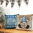 thumbnail image 4 of Warm Winter Wishes Decorative Throw Pillow Covers 18x18 Set of 4, Let It Snow Blue Gnome Pine Trees Cushion Case Decor, Snowflakes Seasonal Farmhouse Home Decoration for Sofa Couch, 4 of 5