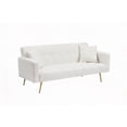 thumbnail image 2 of Beige Teddy Fleece 71.7 - inch Sofa Bed Accompanied by 2 Throw Pillows & Solid Wood + Artificial Board Frame, 2 of 9