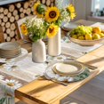 thumbnail image 4 of White Daisy Round 15 Inch Placemats Set of 8, Vintage Botanical Spring Floral Summer HeatResistant Non Slip Place Mats for Dining Table, Wipeable Braided Kitchen Table Mats for Housewarming, 4 of 9