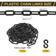 thumbnail image 2 of Plastic Chain Links, 1.9-Inch 10 Foot Barrier Chain with S-hooks, Black, 2 of 7