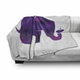 thumbnail image 3 of Animal Soft Flannel Fleece Throw Blanket, with Internal Traditional Ornaments and Heart Print, Cozy Plush for Indoor and Outdoor Use, 60" x 80", Fuchsia and Purple, by Ambesonne, 3 of 6