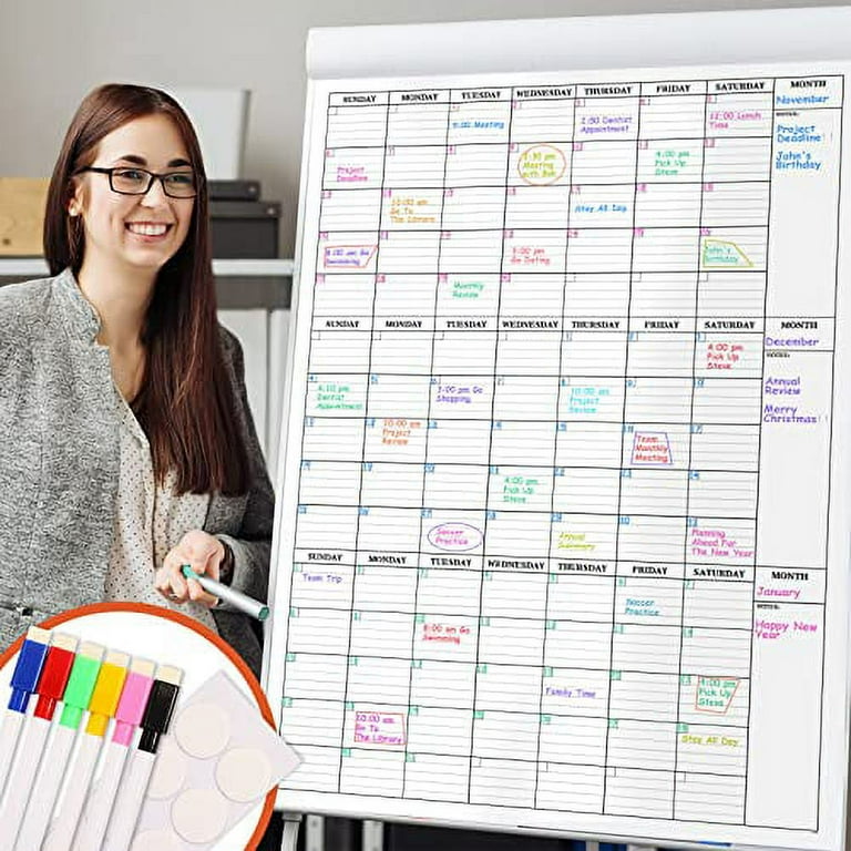 Large Dry Erase Calendar for Wall 3 Month Vertical Wall Calendar