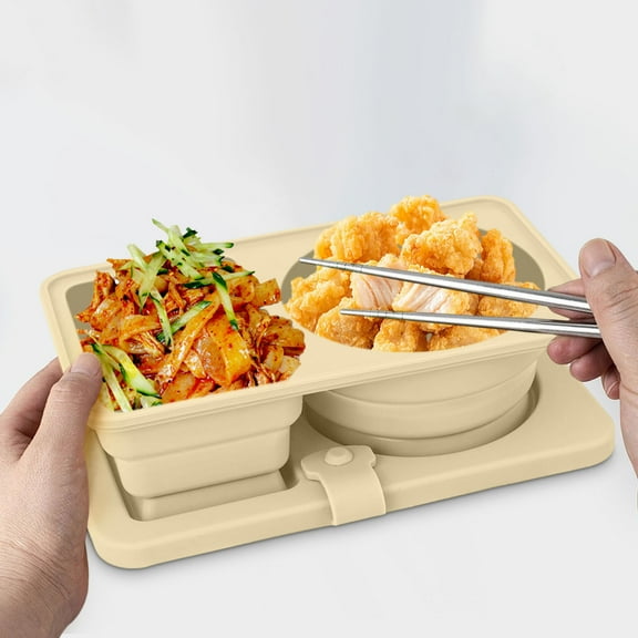 Silicone Reusable Snack Container with Lids, Double Compartment Food Storage Box, Leakproof, Eco-Friendly, Portable Snack Box for School, Travel, or Work