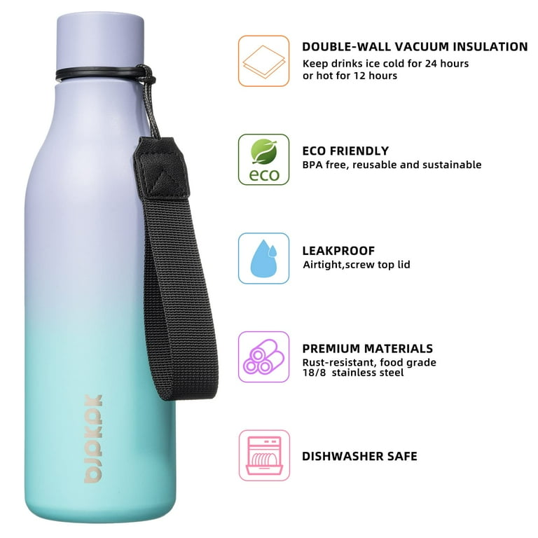BJPKPK Insulated Water Bottle, 18 oz Stainless Steel, BPA Free, Leak Proof,  Reusable, Travel Thermos - Walmart.com