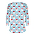 thumbnail image 4 of Puntoco Blusa informal de cuello redondo con mangas 3/4 cortas y estampado a la moda para mujer, 4 of 5