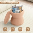 thumbnail image 5 of Round Ottoman with Storage, Swivel Boucle Ottoman Vanity Stool, Upholstered Footstool with Storage Removable Lid, Modern Round Footrest Coffee Table for Living Room, Dorm, Makeup Room, Coral, 5 of 15
