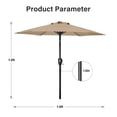 thumbnail image 4 of 7.5 FT Outdoor Patio Umbrella,Table Umbrella, Yard Umbrella, Heavy-Duty Round Market Umbrella with 6 Sturdy Ribs, Push Button Tilt and Crank for Garden Deck Backyard Pool, Tan, 4 of 7