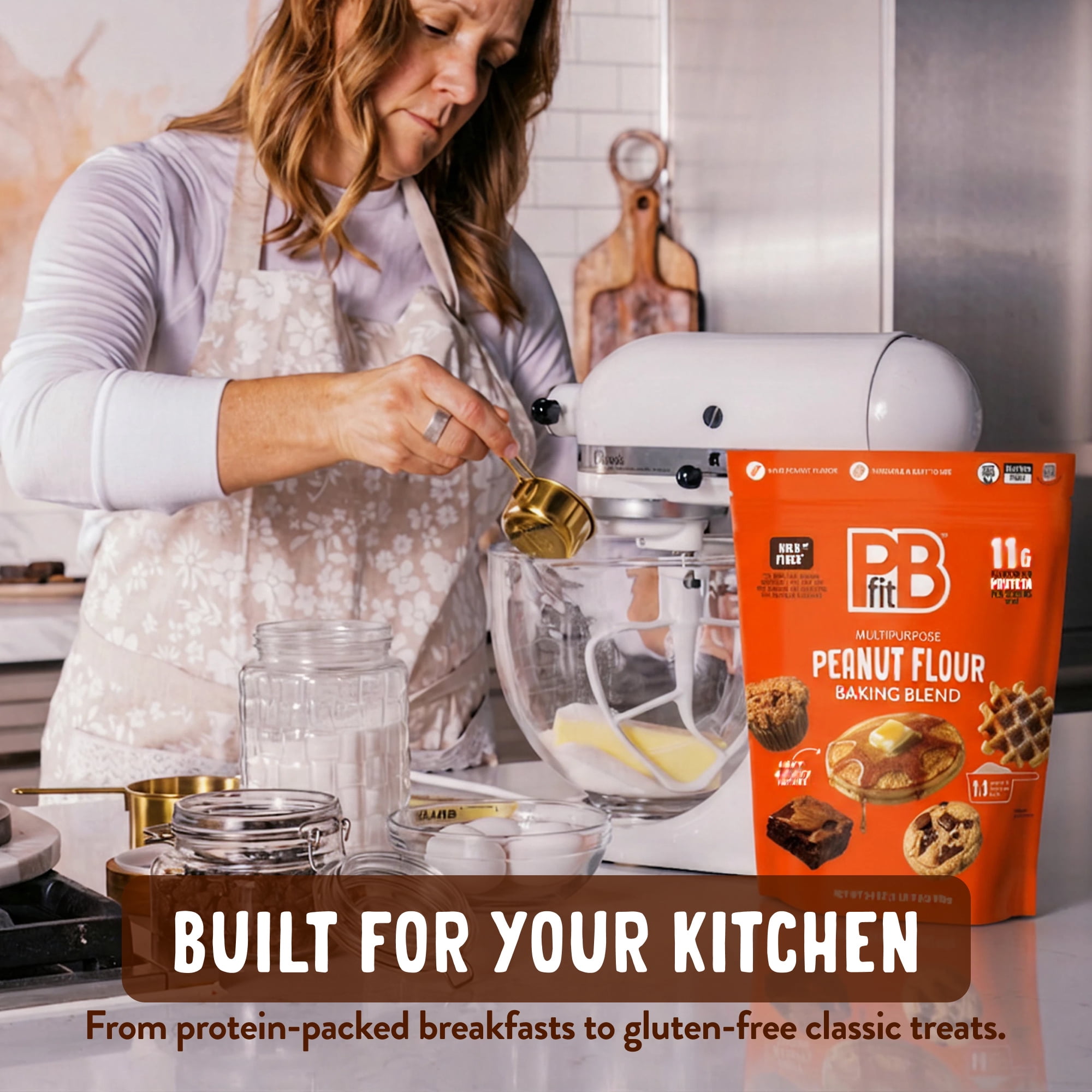 (2 pack) PBfit Peanut Flour Baking Blend, Gluten-Free & Non-GMO, 11g Protein 10% DV, 24 oz Bag