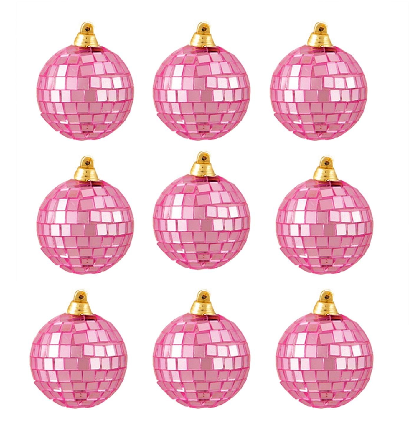 9ct Bubblegum Pink Mirrored Glass Disco Ball Christmas Ornaments 2.5 