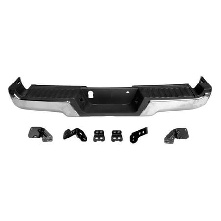 REAR STEP BUMPER ASSEMBLY; CHROME; WITHOUT PARK ASSIST SENSOR HOLES;