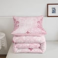 thumbnail image 5 of jejeloiu Soft Damask Twin Comforter Sets For Girls,Retro Print Bedding Set,Pink White,Pink Reversible,2 Pieces,1 Comforter and 1 Pillowcase, 5 of 7
