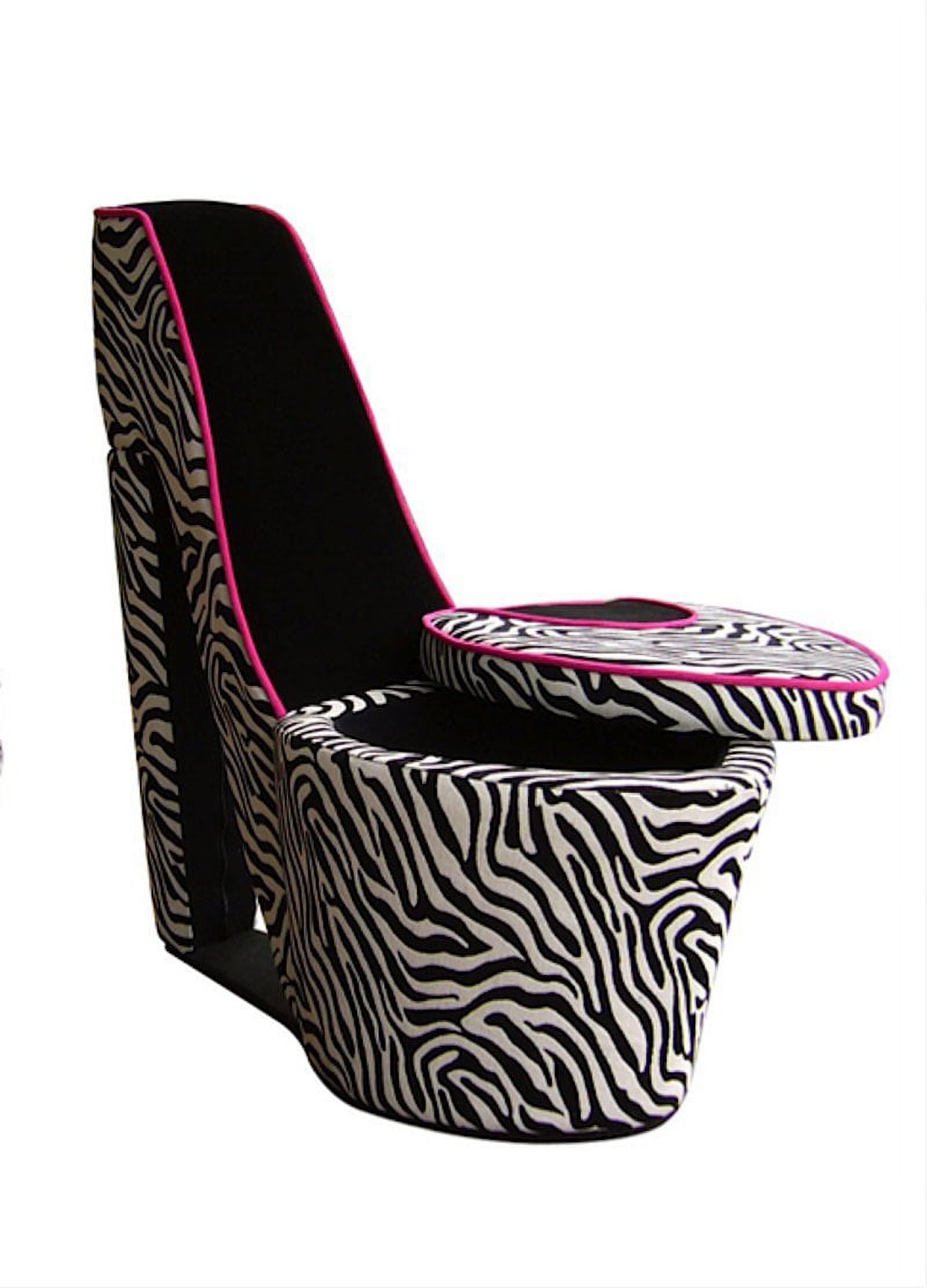 Ore International Contemporary Wood Black Zebra Storage Chair, Multicolor