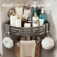 thumbnail image 4 of Triangle Suction Cup Shower Caddy, Corner Shower Caddy Suction Cup, No-Drill Corner Shower Organizer With Towel Bar & Hooks, Rust-Resistant Aluminum Bathroom Storage Shelf For Tile Glass, 4 of 9
