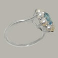 thumbnail image 3 of LBG British Made 9k White Gold Natural Blue Topaz & Cultured Pearl Womens Cluster Ring - 33 size options - Size 5.25, 3 of 6