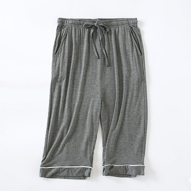 Pantalones cortos de color liso para hombre, pantalones cortos finos para dormir, ropa de casa para hombre, pantalones cortos para dormir, pijamas para hombre