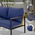 thumbnail image 4 of EAGLE PEAK Sunset Dune Indoor/Outdoor Patio Loveseat Couch, Modern Metal Framed Loveseat with Rattan Wicker with Blue Cushions, 4 of 10