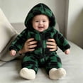 thumbnail image 2 of ATOGUTA Girls' Fleece Hooded Jumpsuits & Rompers Winter Warm Fuzzy Romper Zip Up Long Sleeve One Piece Playsuit Army Green, 2 of 7