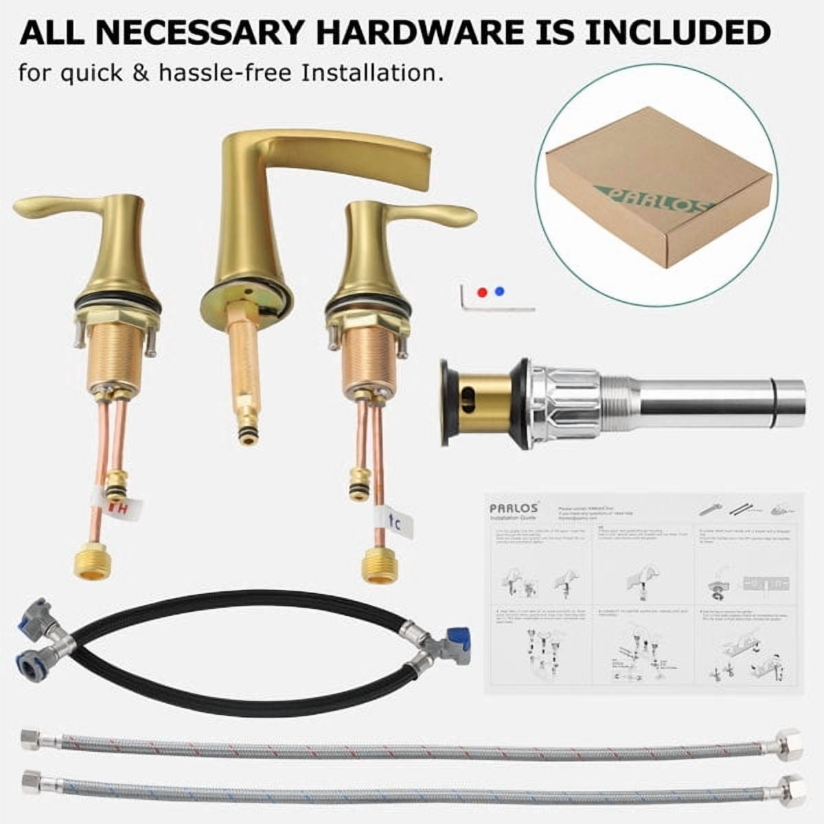 PARLOS Widespread 2-handle Waterfall Bathroom Faucet with Drain Assembly