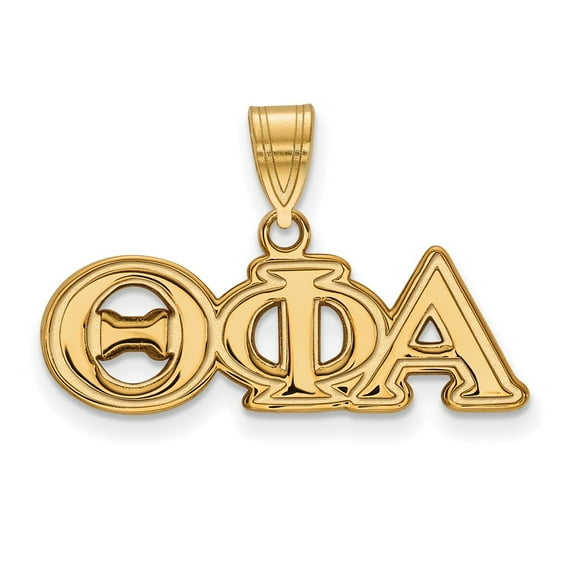 Solid 925 Sterling Silver with Gold-Toned Theta Phi Alpha Medium Pendant (27.5mm x 18mm)