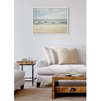 Kate and Laurel Sylvie Beach 2 Framed Canvas Wall Art by Emiko and Mark Franzen of F2Images, 18x24 White, Decorative Coastal Art Print for Wall