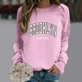 thumbnail image 4 of UJNDER Women's Sweatshirt YORK Print Crew Neck Long Sleeve Lightweight Casual Pink S, 4 of 5
