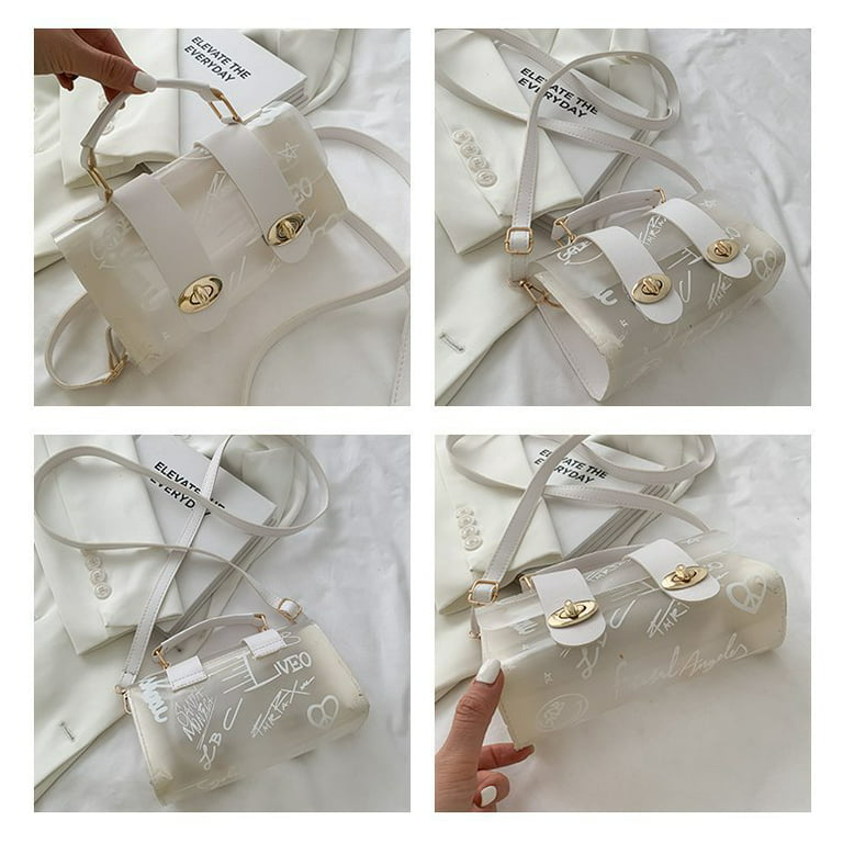 Yuanbang Summer Jelly Bags Woman Mini Cute Clear Shoulder Bag Chain Transparent Messenger Bags Girls Small Casual Fashion Handbags(Black), Women's