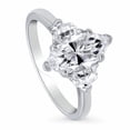 thumbnail image 2 of Solitaire Brilliance 2Ct Marquise 3-Stone Moissanite Engagement Ring with Trapezoid Accents in 925 Silver, 2 of 6