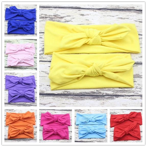 Luxshiny Cute Bowknot Hair Band Headbands for Baby Girl Elastic Knot Orange 2Set