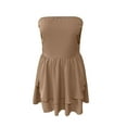 thumbnail image 4 of qucoqpe Womens Summer Strapless Dress Sleeveless Backless Ruffle Flowy Mini Dress Solid Color A-Line Sundress, 4 of 6