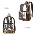thumbnail image 2 of ZIATUBLES Clear Backpack, Heavy Duty Fabric & PVC Transparent Bookbag with USA Leopard Flag Print, Large Capacity See Through Backpack for School College Work Travel Security, 2 of 7