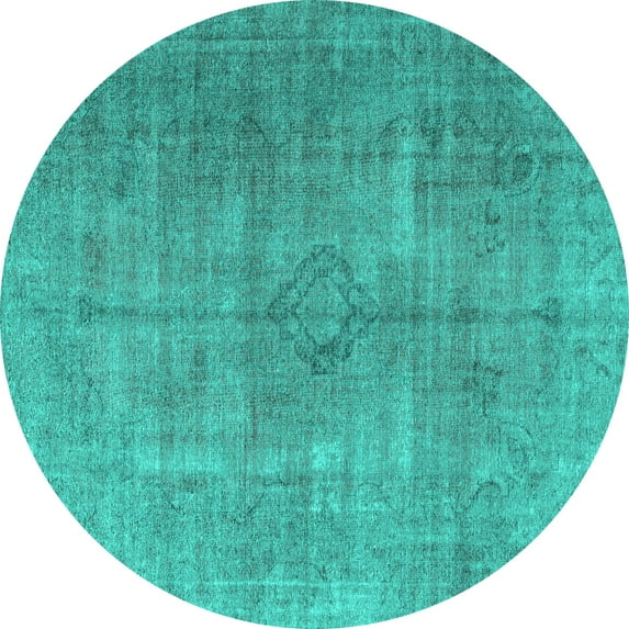 Ahgly Company Machine Washable Indoor Round Persian Turquoise Blue Traditional Area Rugs, 8' Round