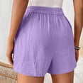 thumbnail image 5 of TAGOLD Elastic Waist Pants Short Pants Solid Color Vintage Casual Shorts Functional Side Storage Pockets Elastic Waist Loose Summer Daily Bottoms, 5 of 5