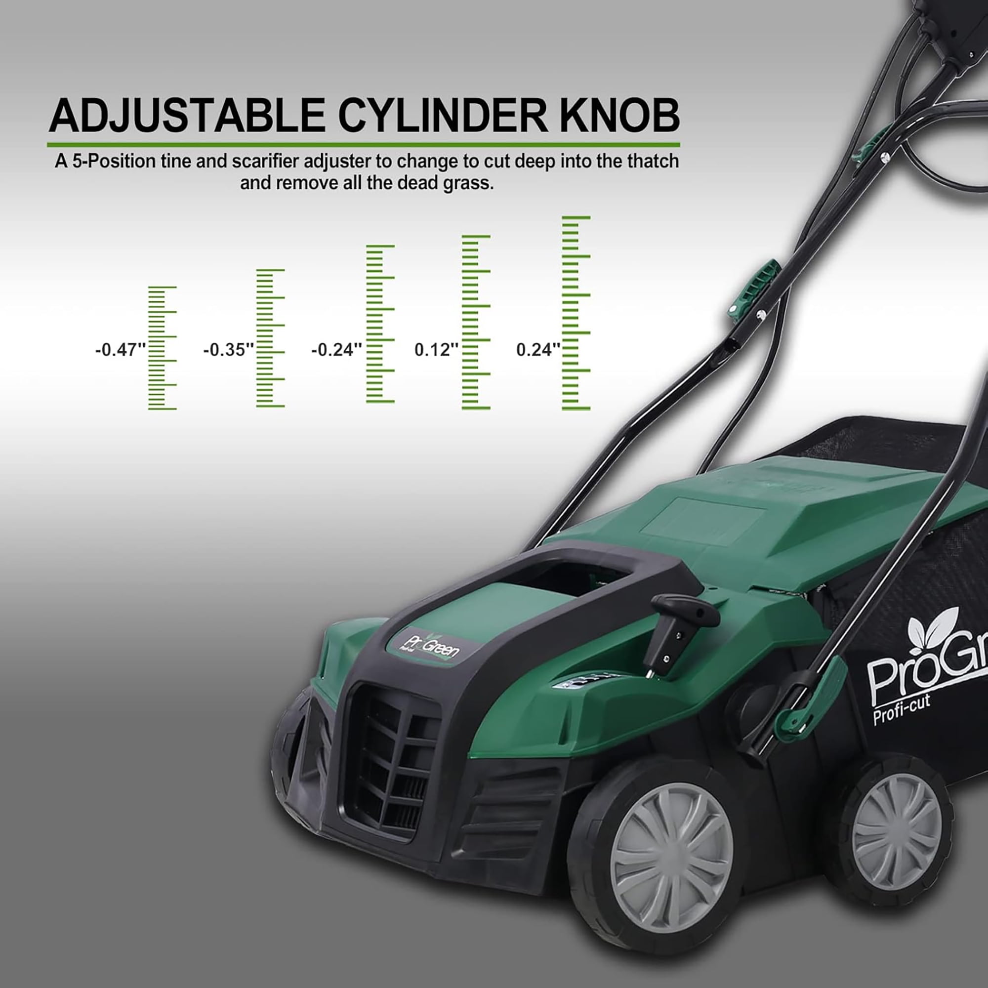Elleree 16 in 2-IN-1 Electric Lawn Dethatcher and Scarifier with Extra Large Collection Bag, 15 Amp Push Walk-Behind Scarifier & Dethatcher Gardening Equipment