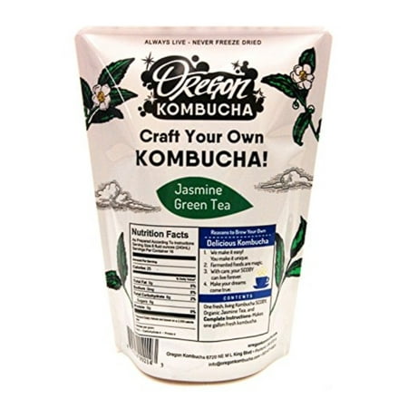 Kombucha Starter Kit by Oregon Kombucha | Organic Jasmine Green Tea and Scoby w Starter Liquid Raw Culture Brews 1 Gallon of