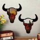 thumbnail image 4 of Decoración de pared con cabeza de toro del oeste con cuernos largos, cabeza de vaca rústica de metal para colgar en la pared, acento del oeste para el hogar, sala de estar, cueva de hombre, 4 of 5