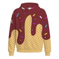 thumbnail image 2 of Kids Boys Girls Dripping Ice Cream Sprinkle Print Waffle Knit Hoodie Long Sleeve Hooded Sweatshirt With Front Pocket Casual Tops For Teen 4-14 Years, 2 of 4