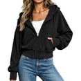 thumbnail image 6 of Ynynloco Womens Zip Up Hoodies Cropped Jackets Fall Outfits Lightweight Slouchy Drop Shoulder Casual Travel Winter with Pockets Airport Workout Athletic, 6 of 7