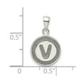 thumbnail image 3 of FB Jewels Sterling Silver Glitter Enamel Letter V Circle Pendant, 3 of 4