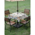 thumbnail image 4 of Outdoor Tablecloth with Umbrella Hole for Patio/Picnic/Party/Camping, Blue Beige Starfish Coastal Waterproof Table Cloth Square Cover Washable, Nautical Summer Beach Ocean (54"x 54"), 4 of 8