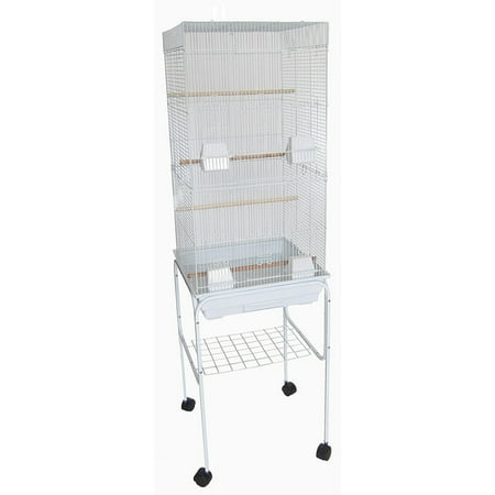 6824 3/8" Bar Spacing Tall SquareTop Small Bird Cage - 18"x14" In White