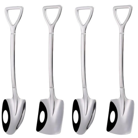 

4pcs Shovel Shape Spoon Stainless Steel Spoon Stirring Spoon Watermelon Spoon