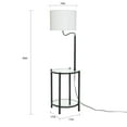 Mainstays Glass End Table Floor Lamp with White Shade, Matte Black, 17