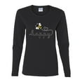 thumbnail image 2 of Wild Bobby, Bee Happy Motivational Inspirational Teachers, Pop Culture, Women Graphic Long Sleeve Tee, Black, Small, 2 of 4