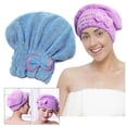 thumbnail image 2 of Toalla de microfibra para secar el cabello rizado, de secado rápido, tipo turbante, color azul coral, talla única., 2 of 5