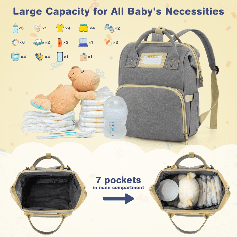 Yoofoss Diaper Bag Backpack, Baby Nappy Changing Bags Multifunction Travel Back Pack with Changing Pad & Stroller Straps, Large Capacity, Waterproof