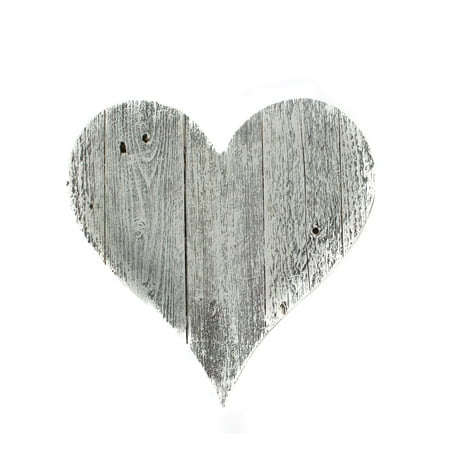 Homeroots Home Decor 384909 24 Rustic Farmhouse White Wash Large Wooden Heart Canada - Wooden Heart Home Decor