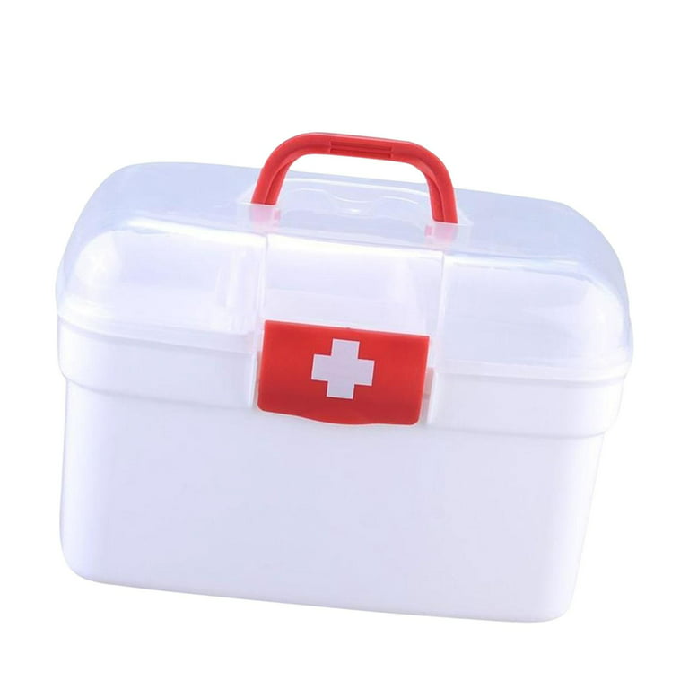 Multi Purpose Family First Aid Medical Box Container Bin Removable Tray  Household Storage Case for Outdoor Activities Car Travel Family L