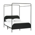 Walker Edison Modern Metal and Wood Canopy Queen Bed Frame, Black