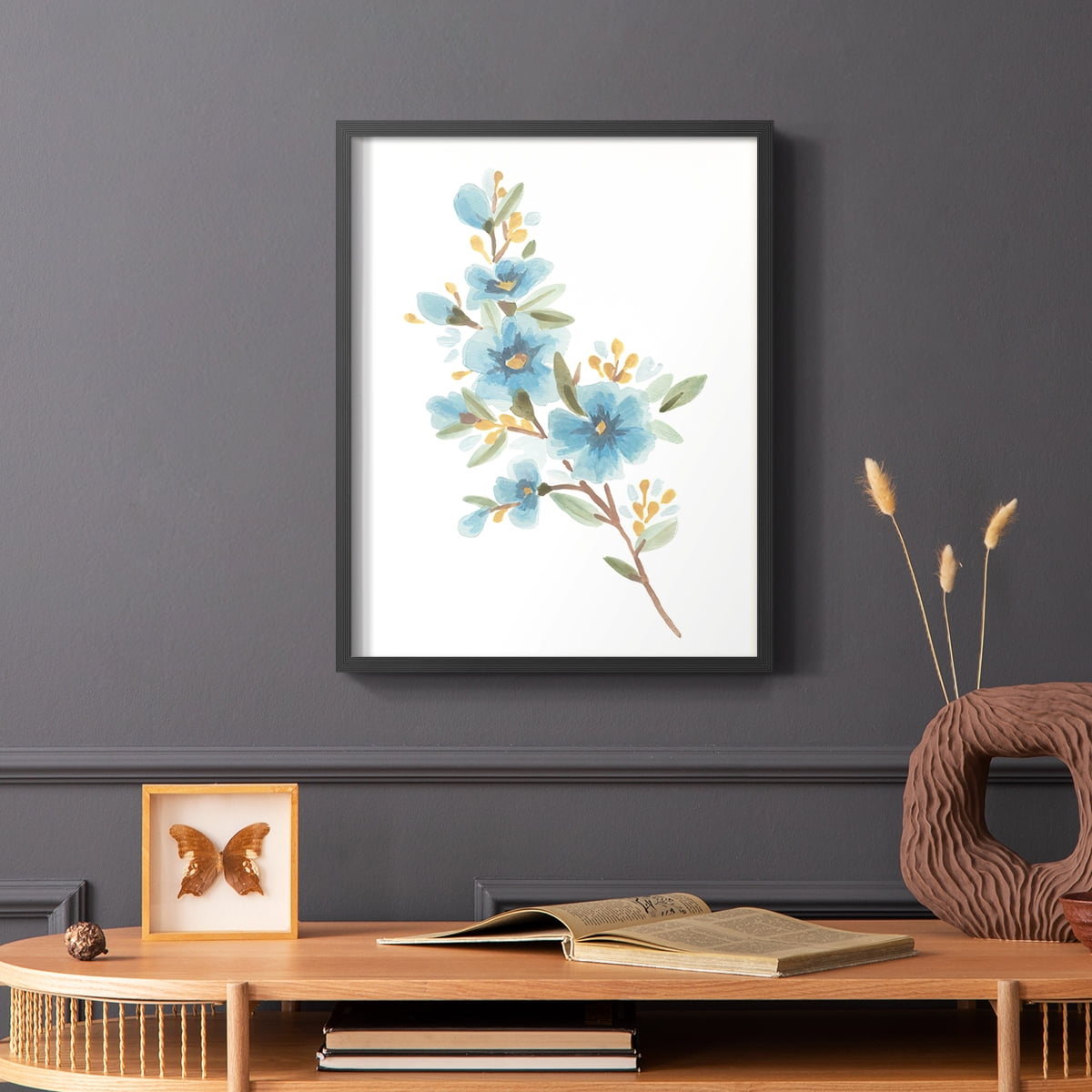 Wildflower Sprig I Framed Print - Solid Wood in Single Picture Frame Solid Wood 2 Framed Print