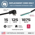 thumbnail image 2 of Iron Forge Cable Flat Plug 12 Gauge Power Cord Replacement - 10ft,15 Amp Black Heavy Duty, 12/3 SJT 3 Prong Cable for Appliances & Power Tools, 2 of 7